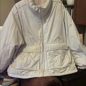 Free People Duvet Bomber Jacket in Oarmeal Size Large